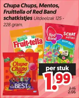 Dekamarkt Chupa Chups, Mentos, Fruitella of Red Band schatkistjes aanbieding