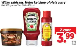 Dekamarkt Wijko satésaus, Heinz ketchup of Hela curry aanbieding
