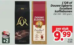 Dekamarkt L'OR of Douwe Egberts Excellent koffiebonen aanbieding