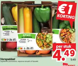Dekamarkt Verspakket Tagliatelle pomodoro, Japanse teriyaki of kipsaté aanbieding