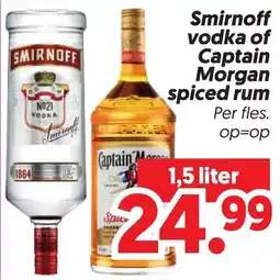 Dekamarkt Smirnoff vodka of Captain Morgan spiced rum aanbieding