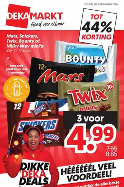 Dekamarkt Mars, Snickers, Twix, Bounty of Milky Way mini's aanbieding