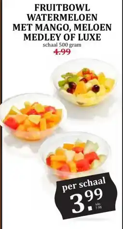 Coop Fruitbowl watermeloen met mango, meloen medley of luxe aanbieding