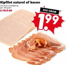 Coop Kipfilet naturel of bacon aanbieding