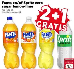 Coop Fanta en of Sprite zero sugar lemon-lime aanbieding