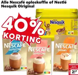 Coop Alle Nescafé oploskoffie of Nestlé Nesquik Oiriginal aanbieding