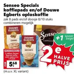 Coop Senseo Specials koffiepads en/of Douwe Egberts oploskoffie aanbieding