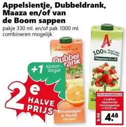 Coop Appelsientje, Dubbeldrank, Maaza en/of van de Boom sappen aanbieding