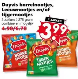 Coop Duyvis borrelnootjes, Leeuwnootjes en/of tijgernootjes aanbieding