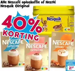 Boon`s Markt Alle Nescafé oploskoffie of Nestlé Nesquik Oiriginal aanbieding