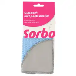 PLUS Sorbo Glasdoek met poets hoekje aanbieding