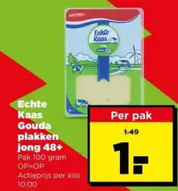 PLUS Echte Kaas Gouda plakken jong 48+ aanbieding