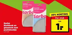 PLUS Sorbo Stofdoek en glasdoek met poetshoekje aanbieding