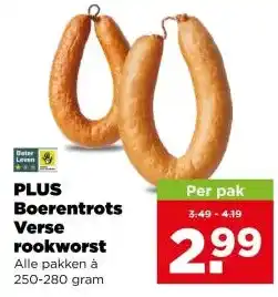 PLUS Plus boerentrots verse rookworst aanbieding
