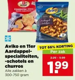 PLUS Aviko en 11er Aardappel- specialiteiten, -schotels en churros aanbieding