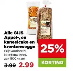 PLUS Alle gijs appel, en kaneelcake en krentenwegge aanbieding