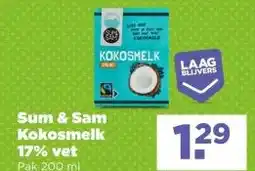 PLUS Sum & Sam Kokosmelk 17% vet aanbieding