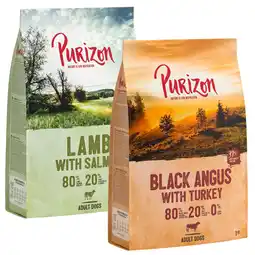 Zooplus 2x1kg Black Angus Rund met Kalkoen & Lamsvlees met Zalm Purizon Hondenvoer aanbieding
