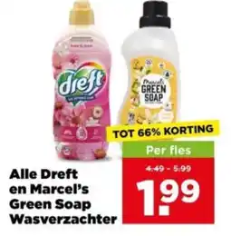 PLUS Alle Dreft en Marcel's Green Soap Wasverzachter aanbieding