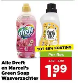PLUS Alle Dreft en Marcel's Green Soap Wasverzachter aanbieding