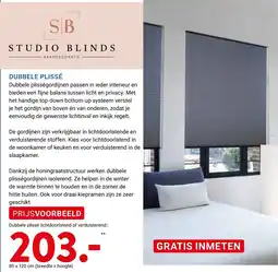 Kluswijs studio blinds dubbele plissé aanbieding
