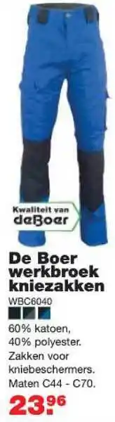 De Boer Drachten De boer werkbroek kniezakken aanbieding