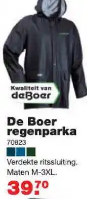 De Boer Drachten De boer regenparka aanbieding