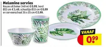 Kruidvat Melamine servies : beker, bord, schaaltje en serveerschaal aanbieding