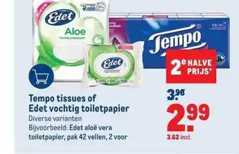 Makro Tempo tissues of edet vochtig toiletpapier aanbieding