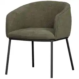 Wehkamp WOOOD Leon Eetkamerstoel - Bouclé - Forest Green - 77x61x63 aanbieding