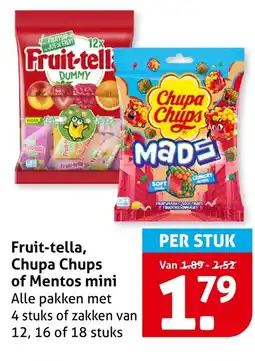 Hoogvliet Fruit-tella Chupa Chups of Mentos mini aanbieding