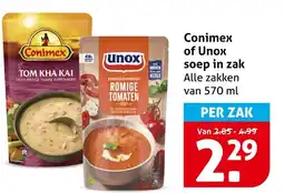 Hoogvliet Conimex of Unox soep in zak aanbieding