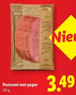 Lidl Van de Meestersla gerookte pastrami met peper aanbieding