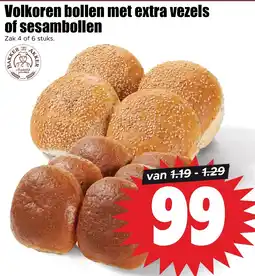 Dirk Volkoren bollen met extra vezels of sesambollen aanbieding