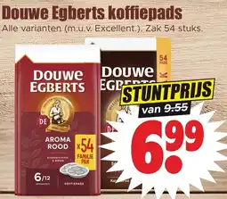 Dirk Douwe Egberts koffiepads Alle varianten (m.u.v. Excellent.), Zak 54 stuks. aanbieding