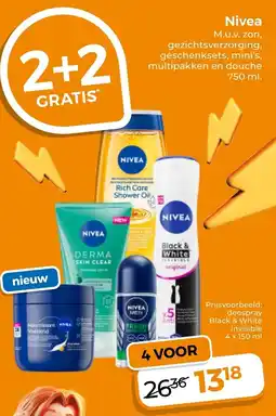 Trekpleister Nivea M.u.v. zon, gezichtsverzorging, geschenksets, mini's, multipakken en douche 750 ml aanbieding
