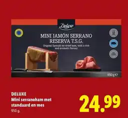 Lidl DELUXE Mini serranoham met standaard en mes aanbieding