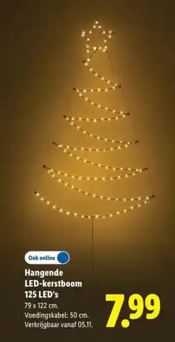 Lidl Hangende LED-kerstboom 125 LED's aanbieding