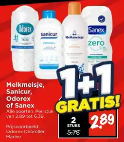 Vomar Voordeelmarkt Alle Melkmeisje, Sanicur, Odorex of Sanex aanbieding