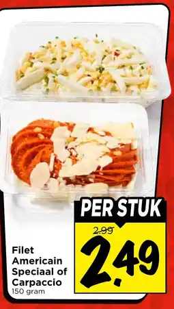 Vomar Voordeelmarkt Filet Americain Speciaal of Carpaccio aanbieding