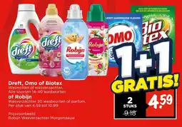 Vomar Voordeelmarkt Alle Dreft, Omo of Biotex Wasmiddel of wasverzachter of Robijn Wasverzachter aanbieding