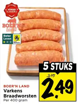 Vomar Voordeelmarkt Boer'n Land Varkens Braadworsten aanbieding