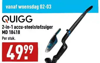 ALDI Quigg 2-in-1 accu-steelstofzuiger MD 18418 aanbieding