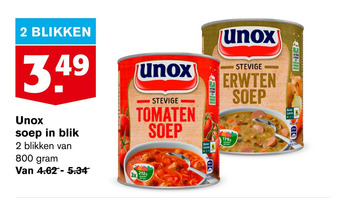 Hoogvliet Unox soep in blik aanbieding