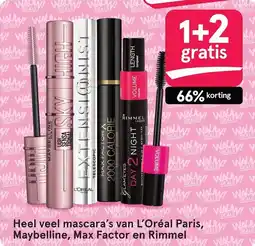 Albert Heijn Heel veel mascara's van L'Oréal Paris, AUW! WALM Maybelline, Max Factor en Rimmel aanbieding