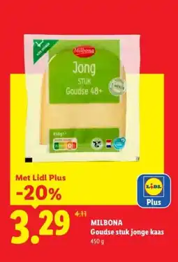 Lidl MILBONA Goudse stuk jonge kaas aanbieding