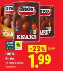 Lidl UNOX Knaks aanbieding