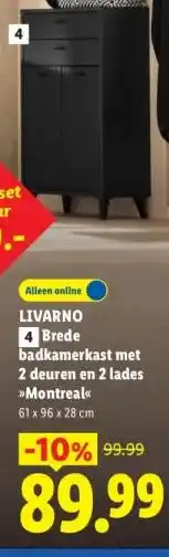 Lidl LIVARNO 4 Brede badkamerkast met 2 deuren en 2 lades Montreal aanbieding