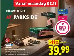 Lidl PARKSIDE Accu-schroefboormachine 20 V aanbieding