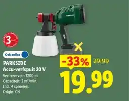 Lidl PARKSIDE Accu-verfspuit 20 V aanbieding